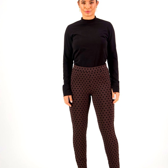 Vassalli Polka Dots Brown Pants Sz 8 - Picture 3 of 12